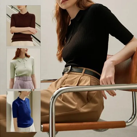 레이나 티오르 카라 반팔 니트