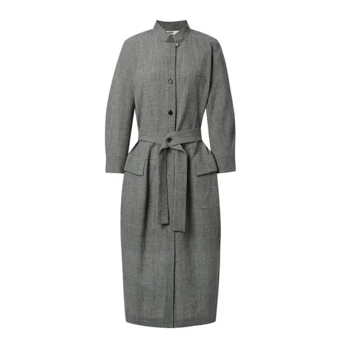 닥스 여성 24FW 클리어런스울 블랙 체크 스트랩 셔츠형 원피스 DLDR4C703BK