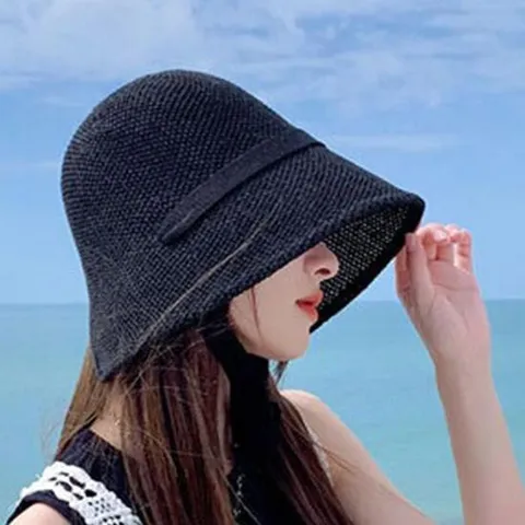 [라일리] Rly 여성 검정색 벙거지 모자 여름 빅사이즈 여행 바캉스