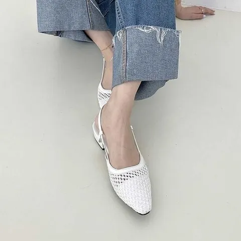 여성슬링백 여성 여름 신발 슬링백 3cm 구두 통굽 미들힐 슈즈