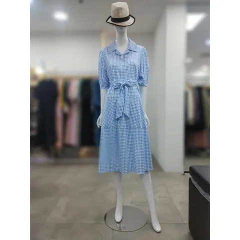SI 세이브존04 깅엄체크 플레어 원피스 SIO2125310BLP