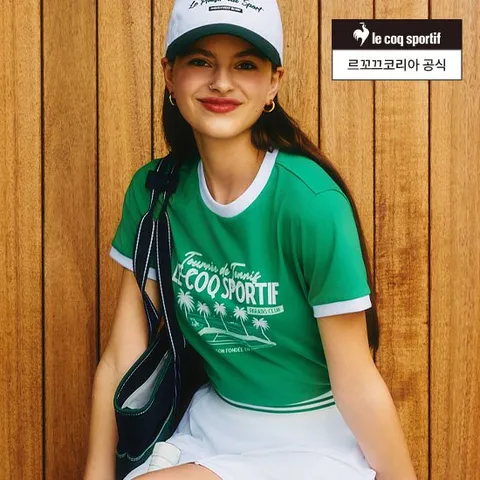 [르꼬끄공식] [60% OFF] 여성 크롭 링거 그래픽 반팔티 (QP322TRS72)