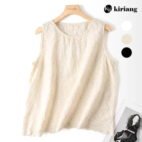 [키리앙] 다니 자수 민소매 블라우스