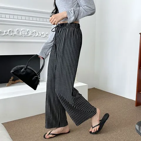 스트라이프 여성 여름 쿨 찰랑 냉장고 편한 통바지