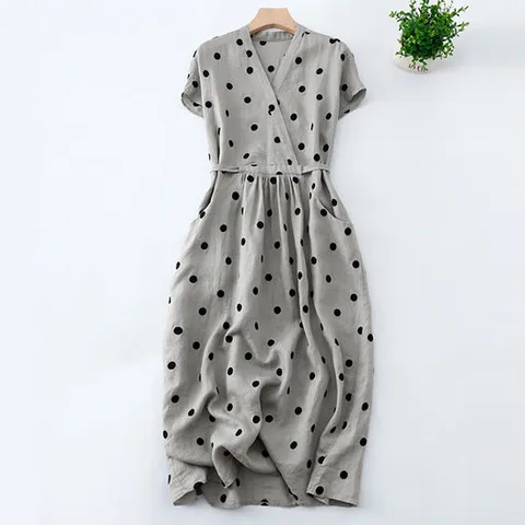 아이비 린넨 도트 원피스_NB2OP072