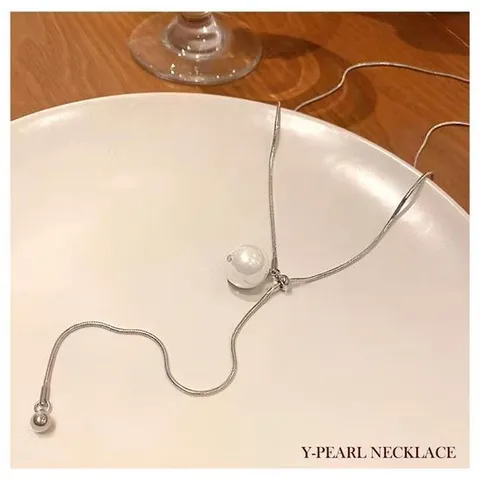 (별별창고)G Y 진주목걸이 펜던트 실버 여름 코디