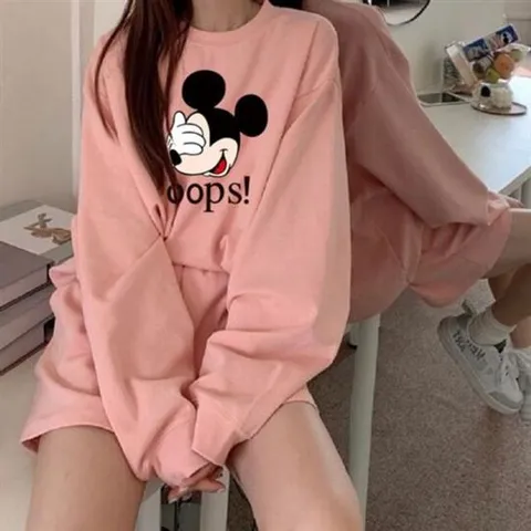 프린팅 M 세트 미키 여자바지  긴팔 귀여운