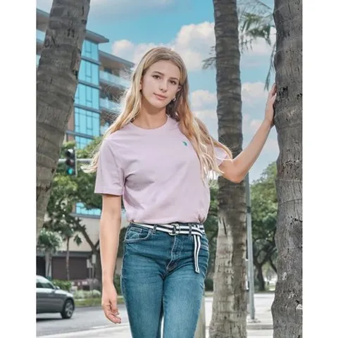 [U.S. POLO ASSN.]여성 라벤더 코튼100% 라운드 반팔티셔츠