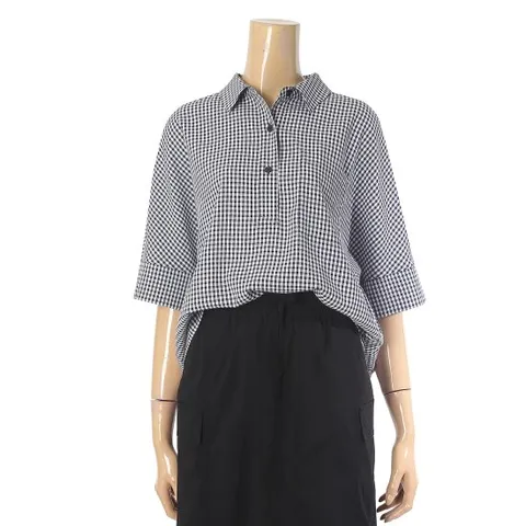 [ 롯데백화점 ][안지크]체크배색반오픈셔츠 AI2BL5210