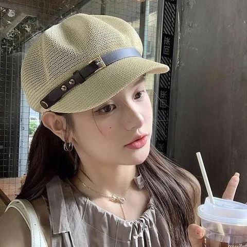여성 여름 밀짚 뉴스보이캡 빵모자 메쉬짜입 헌팅캡