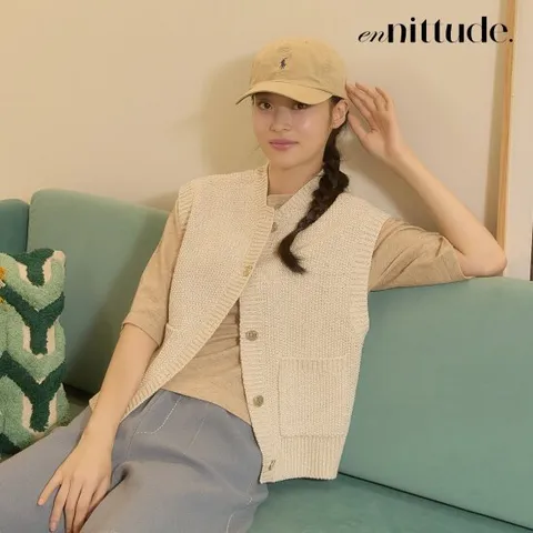 엔니튜드 트위드 니트 베스트 1종