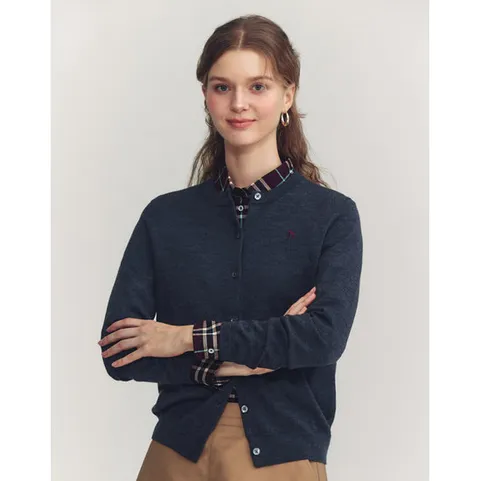 헤지스 여성 24FW 가격인하울100% 차콜그레이 라운드넥 가디건 HSSW4CC75CG