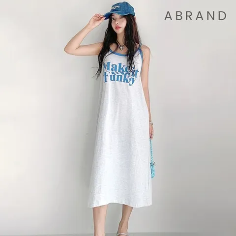 [에이브랜드] 면100 밀키스타 나시 원피스