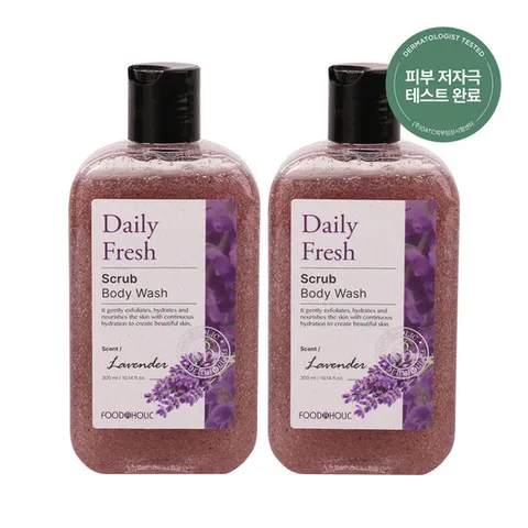 (1+ 1)푸드어홀릭 데일리 프레시 스크럽 바디워시 라벤더 300ml /촉촉한 저자극 각질케어