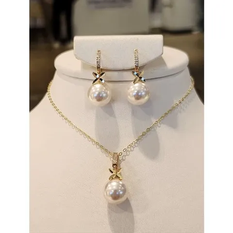 [ 현대 (주)현대백화점 ]미니골드 18k 럽 펄  진주 귀걸이 목걸이 셋트 EGRM4096 NNKM4252 PGRM4096