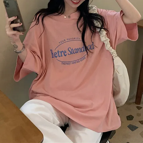 [1+ 1] 루즈핏 파스텔 레터링 반팔티