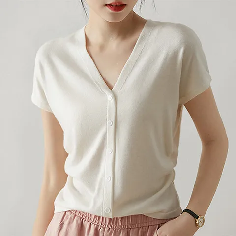 [패션시그널/기획특가] 반팔 가디건 니트 티셔츠 E43691