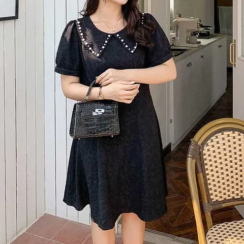 진주포인트 빅카라 반팔 세미볼레로 원피스