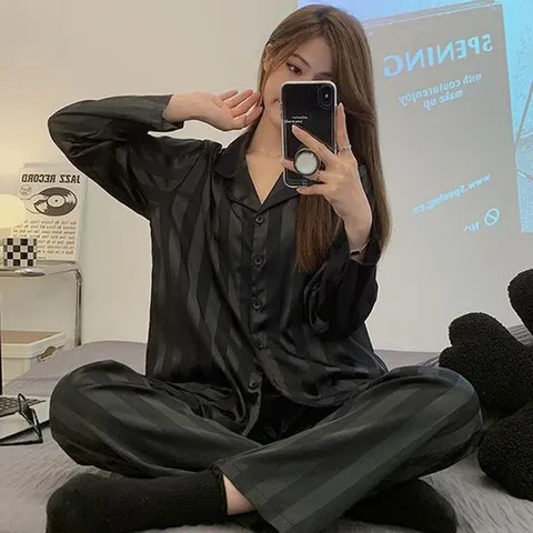 여성 스트라이프 상하의 세트 홈웨어 잠옷