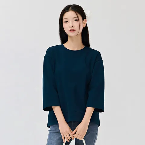 여성 자수 포인트 7부 티셔츠-DERG5161B0G