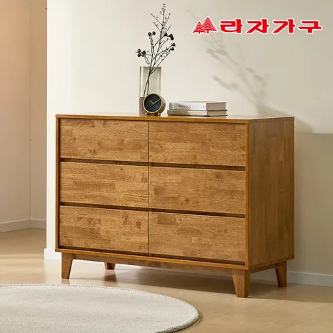 라자가구 모레인 E0 고무나무 원목 3단 서랍장 1200