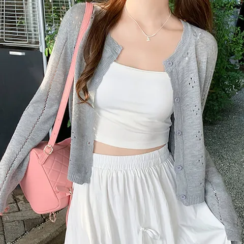 [페리엠]4COL 펀칭 시스루 여름긴팔 살안타 디브올가디건