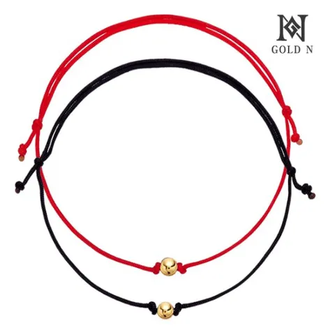 골드앤 14K 심플 골드볼 3mm 매듭팔찌1 +1(블랙+레드)