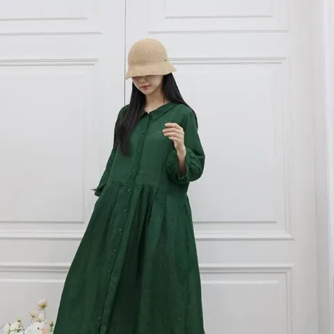 [미라클세븐][M7] 여자 단추 후레아 그런지 SS 마원단 롱원피스