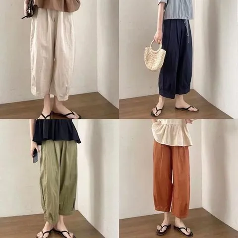 [프로셀러] 린넨 루즈 와이드 9부 배기 바지 여름 시원한 여성 여