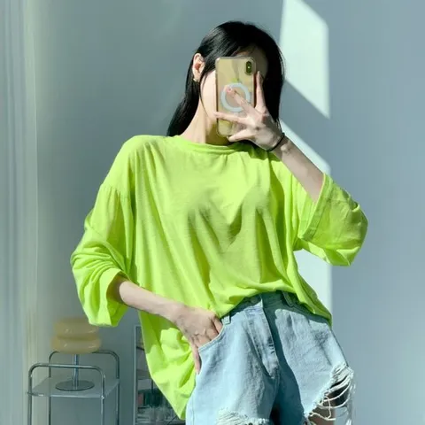 [미라클세븐][M7] 여자 레이어드티 여름긴팔 박스핏 박시 티셔츠