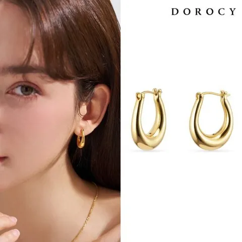 *12월특가*[도로시] 18k 볼륨 할로우 오벌 링귀걸이