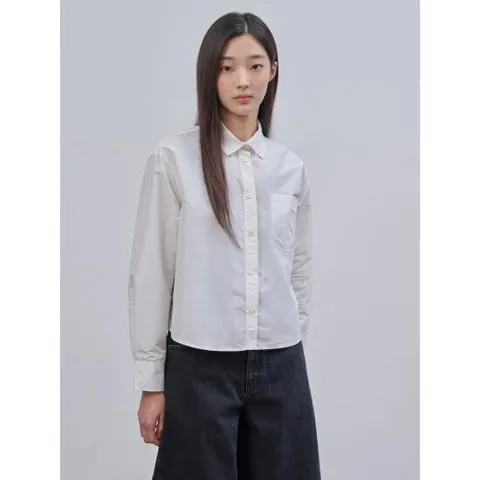 [빈폴레이디스] 폴리 크롭 셔츠 화이트 (BF4764C031)