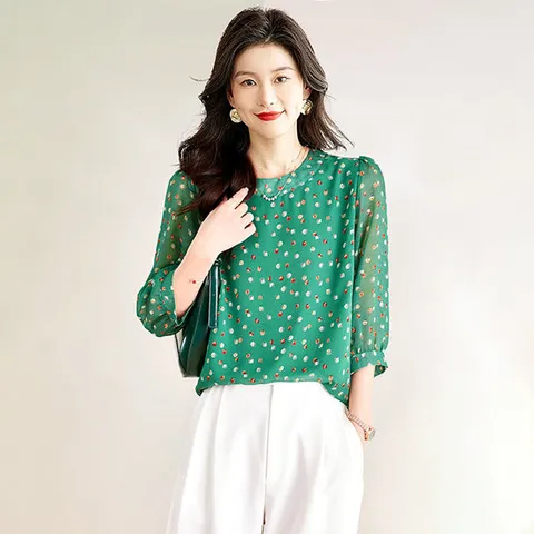 (55~88)2종세트 시스루큐브블라우스 레이스블라우스 쉬폰블라우