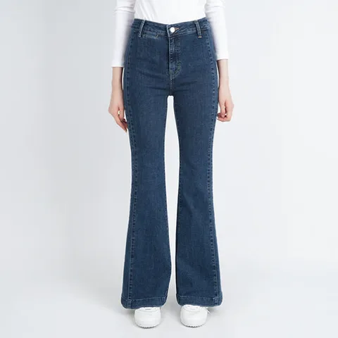 [게스]게스 여성 청바지 사이드 디테일 플레어 붓컷 미디엄블루