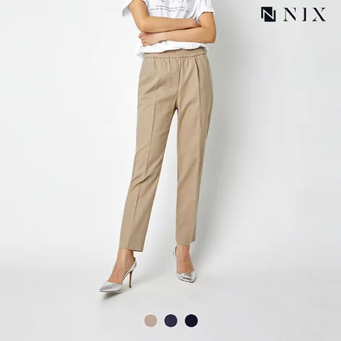 [닉스][닉스]여성 린넨코튼 테이퍼드핏 원턱 밴딩 팬츠_FNOECPE5