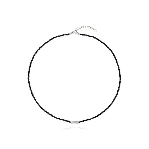 [티르리르] 비즈 블랙글라스 바 목걸이 TNVBRW00005M