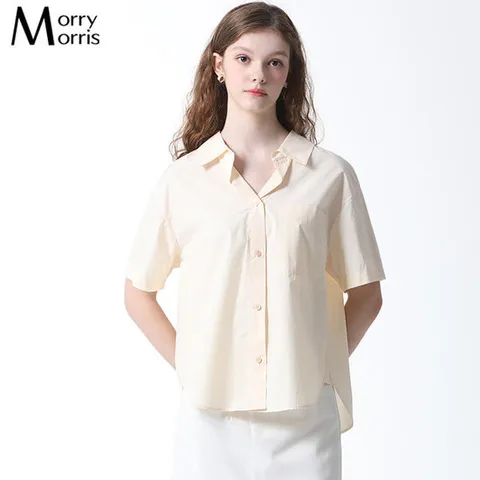 [모리모리스][모리모리스(Morry Morris)] 라운드헴 오픈 카라 셔