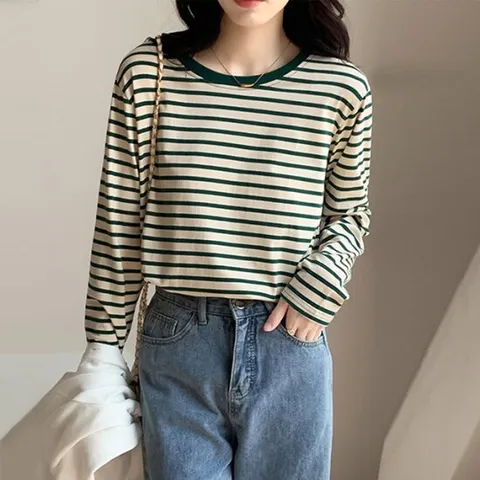 [이쁘다] 데일리 긴팔 스트라이프 티셔츠