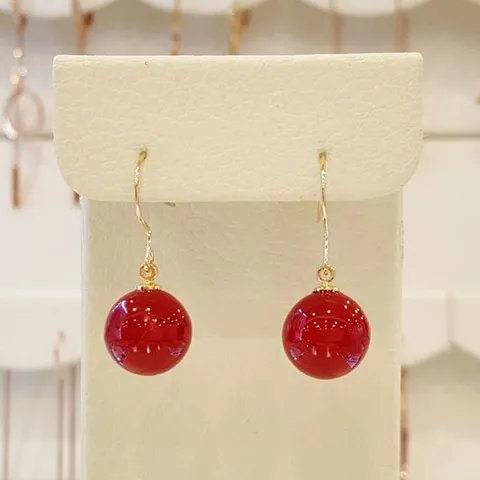 [볼라레]14k 산호10mm 드롭귀걸이 (GF237)