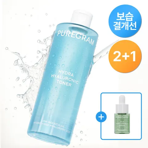 (2+1)[김민규 PICK] 퓨어그램 저분자 하이드라 히알루론산 토너300ml(2개구매시 모공세럼 10ml 1개 증정)