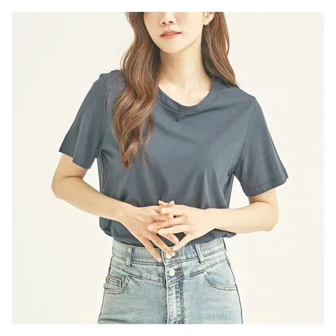 [로엠](베이직)) 실켓 R넥 티셔츠 (RMHWB23G02-T)