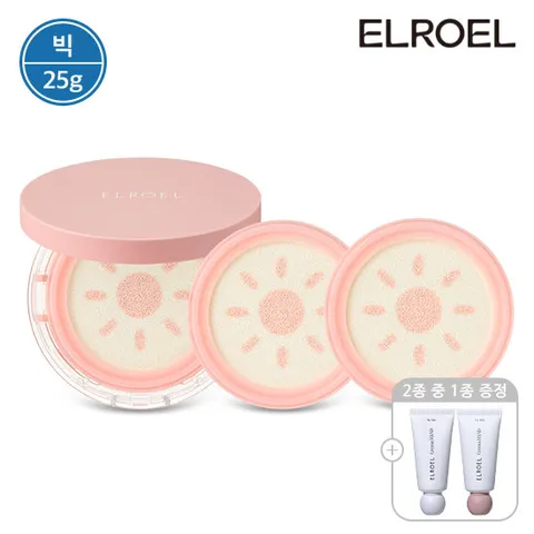 [빅] 엘로엘 핑크 톤업 빅 선쿠션 25g 본품1개+리필2개+크레마 핸드크림