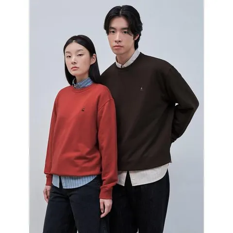 [빈폴멘] [Essential] 남녀공용 로고 자수 스웨트 셔츠  브라운 (BC4841E03D)