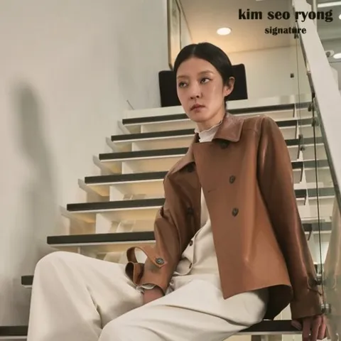 김서룡 시그니처리얼 베지터블 트렌치 램스킨 재킷(여)