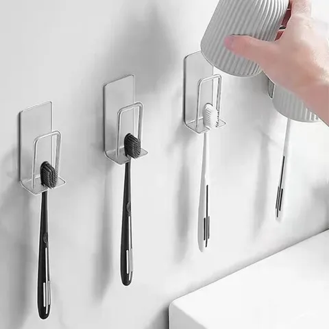 [체험특가] 1 + 1 스텐 무타공 접착식 칫솔걸이 욕실 면도기꽂이