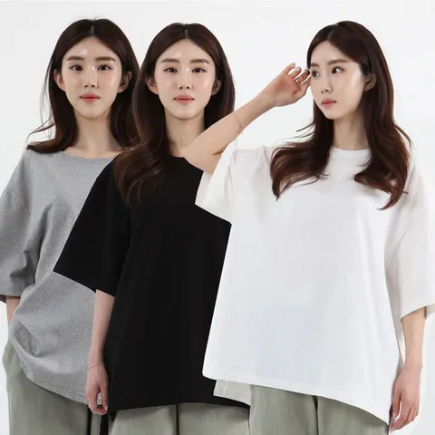 빅사이즈 오버핏 트임 박스티셔츠