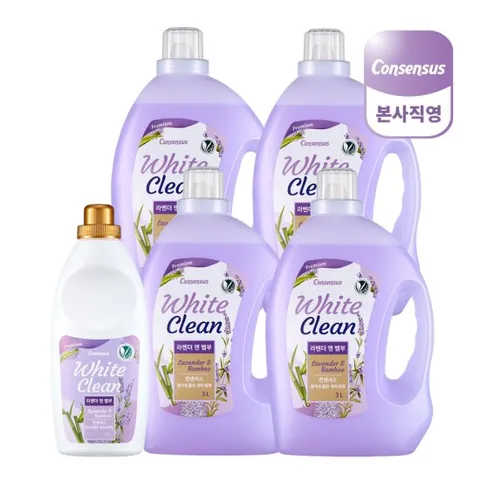 [홈쇼핑특가]컨센서스 화이트클린 비건인증 세제세트 (세제3LX4개+유연제 1LX1개)