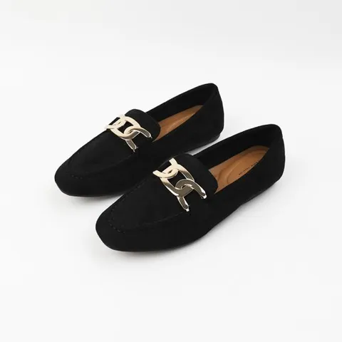 [ 롯데백화점 ][신난다슈]여성 로퍼 단화 2cm 플랫 구두 슬립온 스웨이드 발편한 쿠션 RM248886 블랙