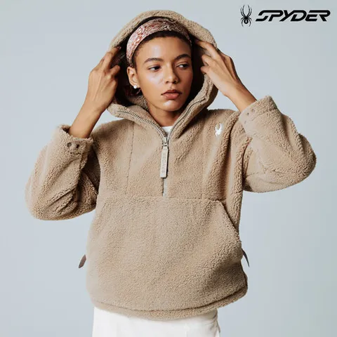 [스파이더] 여성 플리스 하프넥 아노락 후드 티셔츠 SPIWCNHD352WBEG