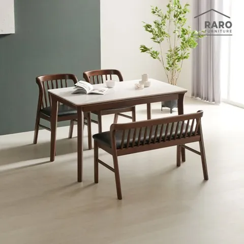 라로퍼니처 데이브 1250 포세린 세라믹 4인 식탁 세트 (식탁+의자2+벤치1)